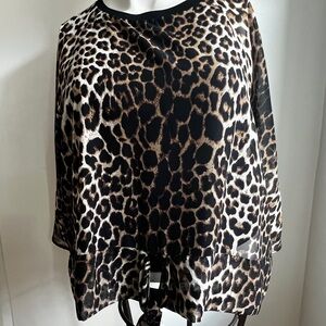 Zara Animal Print Blouse with Black Trim
